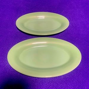 Vintage Fire King Oven Ware Jadeite Green Oval
